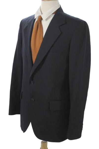 Kuppenheimer Mens Dark Blue Wool Striped 2-Piece Suit Jacket Size 40