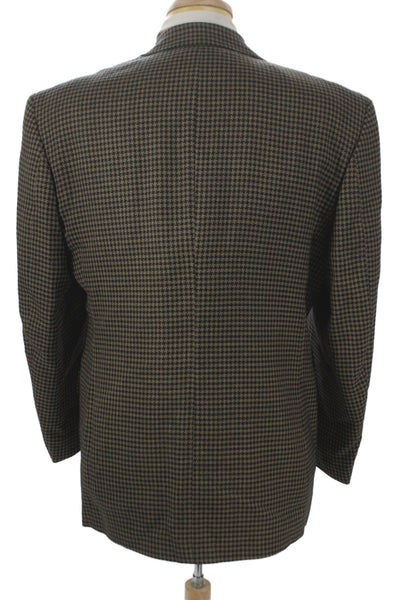 Bachrach Mens Sport Coat Brown 100% Wool Check Button Collared Size 42