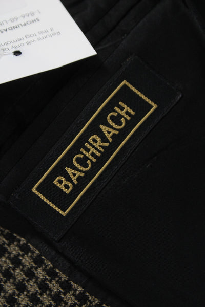 Bachrach Mens Sport Coat Brown 100% Wool Check Button Collared Size 42