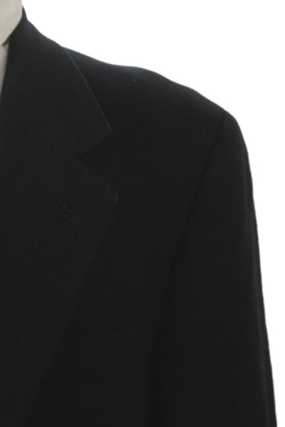 Mark Shale Mens Blazer Black 100% Wool Collared Button Solid Fall Size 40
