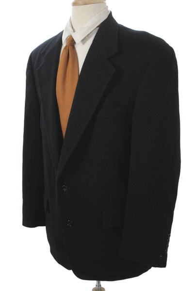 Mark Shale Mens Blazer Black 100% Wool Collared Button Solid Fall Size 40