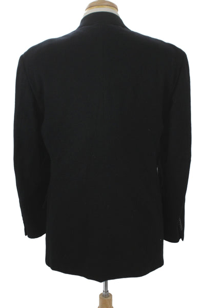 Mark Shale Mens Blazer Black 100% Wool Collared Button Solid Fall Size 40