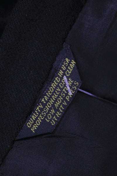 Mark Shale Mens Blazer Black 100% Wool Collared Button Solid Fall Size 40
