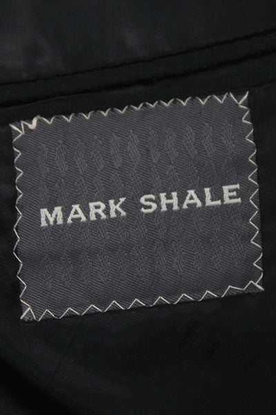 Mark Shale Mens Blazer Black 100% Wool Collared Button Solid Fall Size 40