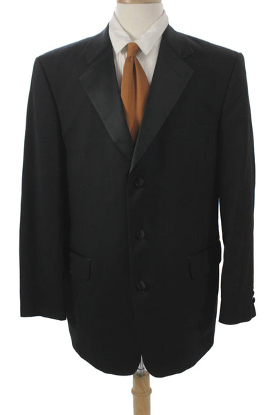 Stafford Mens Tuxedo Jacket Black 100% Pure Wool Button Collared Size 40