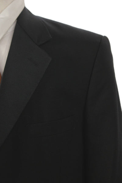Stafford Mens Tuxedo Jacket Black 100% Pure Wool Button Collared Size 40