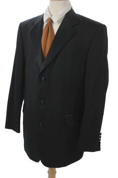 Stafford Mens Tuxedo Jacket Black 100% Pure Wool Button Collared Size 40