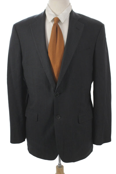 346 Brooks Brothers Mens Suit Jacket Dark Gray Striped Wool Blend Size 40