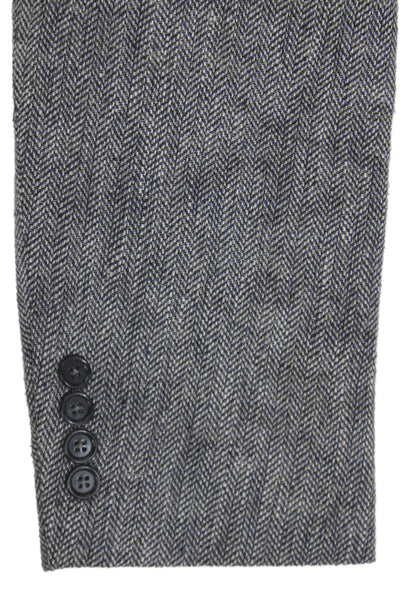 Stafford Mens Classic Herringbone Gray Silk Blazer Button Collared Size 40