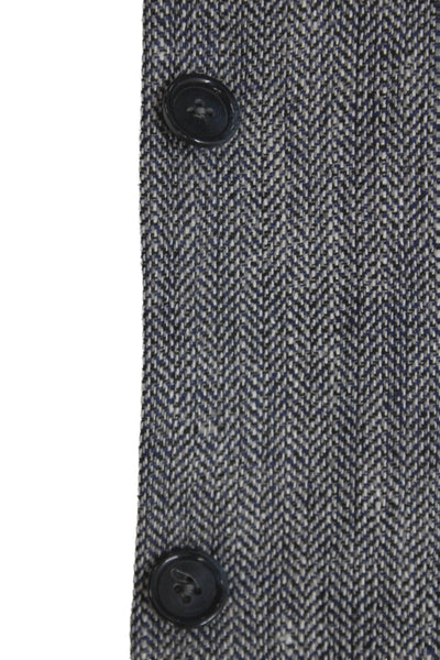 Stafford Mens Classic Herringbone Gray Silk Blazer Button Collared Size 40