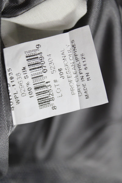 Stafford Mens Classic Herringbone Gray Silk Blazer Button Collared Size 40