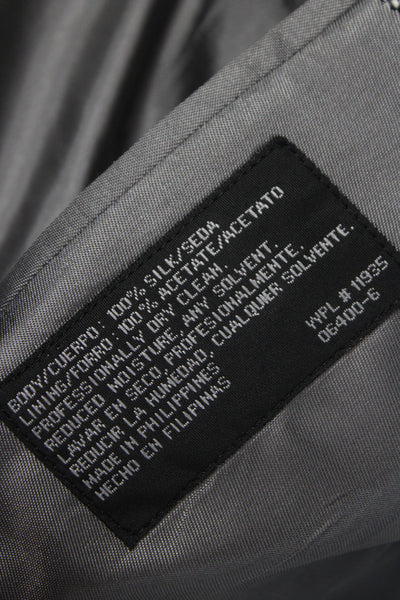 Stafford Mens Classic Herringbone Gray Silk Blazer Button Collared Size 40