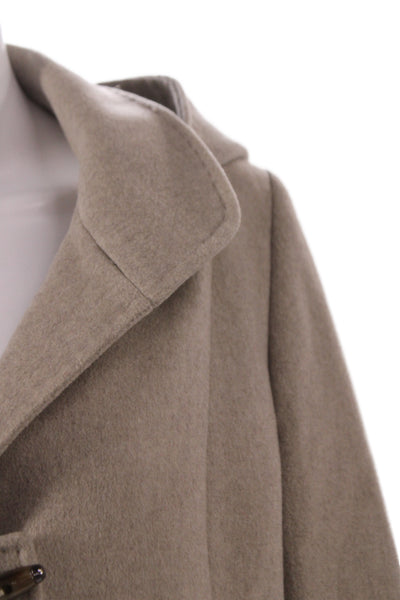 Cinzia Rocca Womens Pea Coat Beige 100% Lana Wool Collared Button Size 12