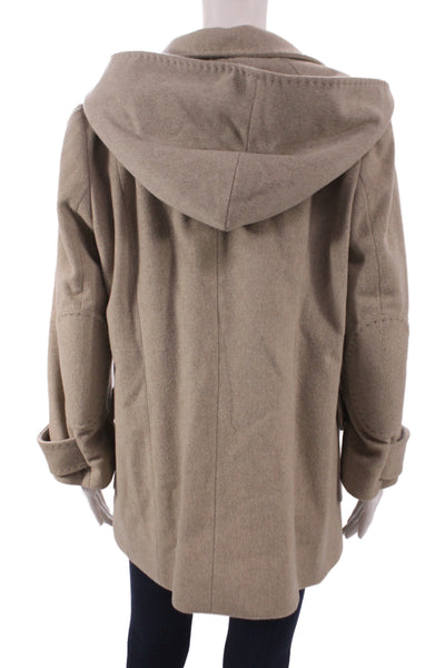 Cinzia Rocca Womens Pea Coat Beige 100% Lana Wool Collared Button Size 12