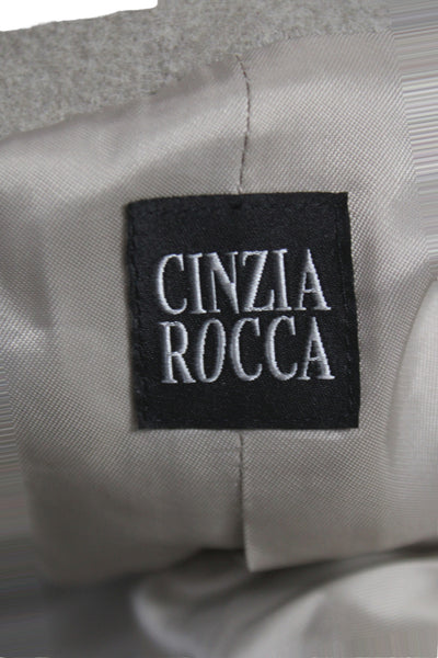 Cinzia Rocca Womens Pea Coat Beige 100% Lana Wool Collared Button Size 12