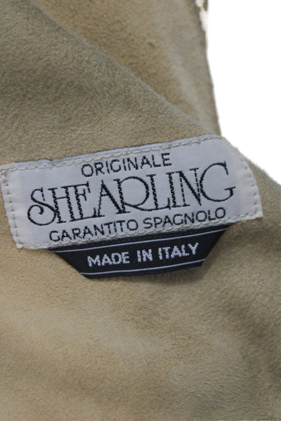 L'Arte Della Pelle Women Beige Wool Overcoat Collared Button Long Sleeve Size M
