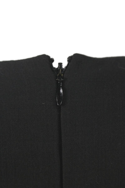 Tse Women Sheath Dress Black Wool Long Sleeve Zip Round Neck Classic Size 12