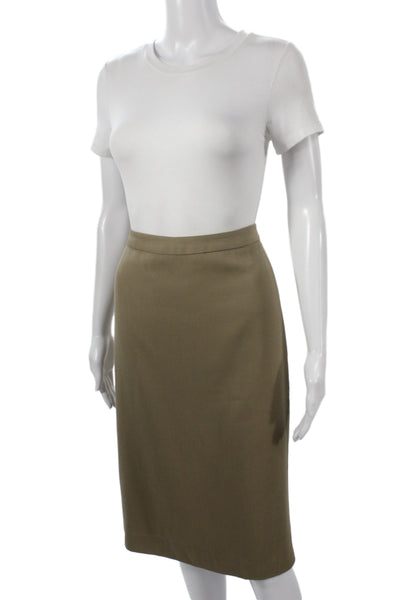 Workshop Women Straight Pencil Skirt Tan Polyester Wool Knee Length Size 48