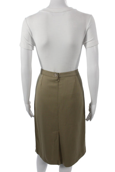 Workshop Women Straight Pencil Skirt Tan Polyester Wool Knee Length Size 48