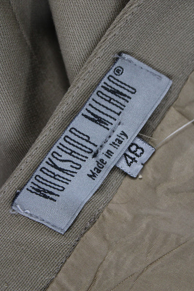 Workshop Women Straight Pencil Skirt Tan Polyester Wool Knee Length Size 48