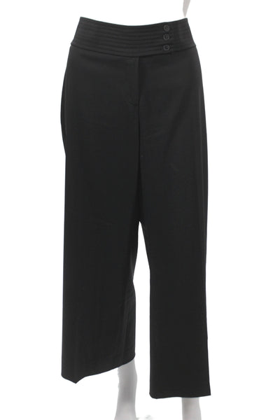 Patrick Gerard Womens Cropped Black Virgin Wool Pants Button Inseam 27 Size 44