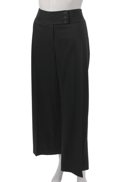Patrick Gerard Womens Cropped Black Virgin Wool Pants Button Inseam 27 Size 44