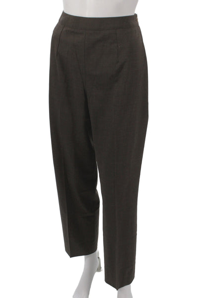 Lacoste Unisex Dress Pants Brown Wool Button Classic Size 10