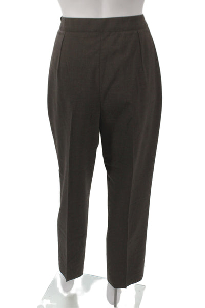 Lacoste Unisex Dress Pants Brown Wool Button Classic Size 10