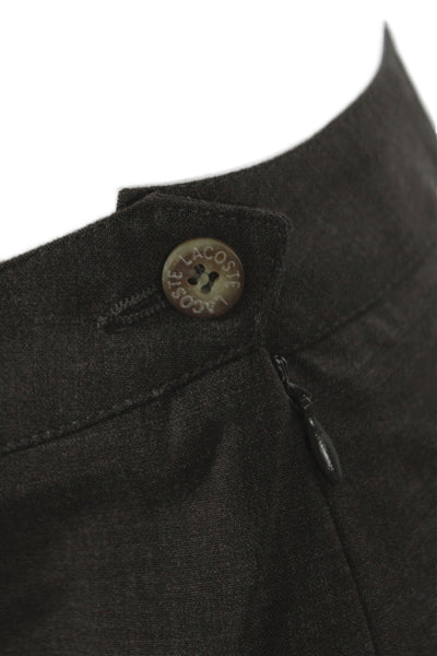 Lacoste Unisex Dress Pants Brown Wool Button Classic Size 10