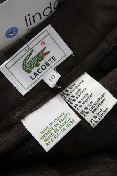Lacoste Unisex Dress Pants Brown Wool Button Classic Size 10