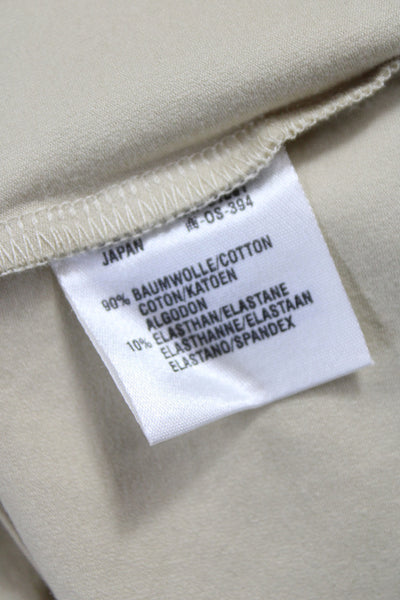 Escada Womens Basic Collared Sleeveless Beige Cotton Polyester Blouse Size 38