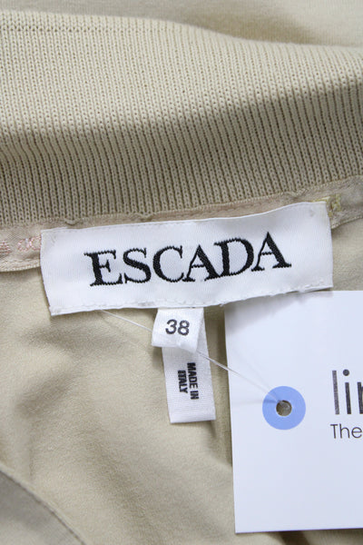 Escada Womens Basic Collared Sleeveless Beige Cotton Polyester Blouse Size 38