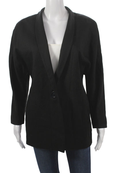 Mondi Womens Black Wool Blazer Button Closure Classic Long Sleeve Size 38