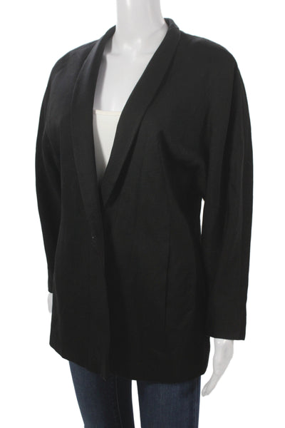 Mondi Womens Black Wool Blazer Button Closure Classic Long Sleeve Size 38