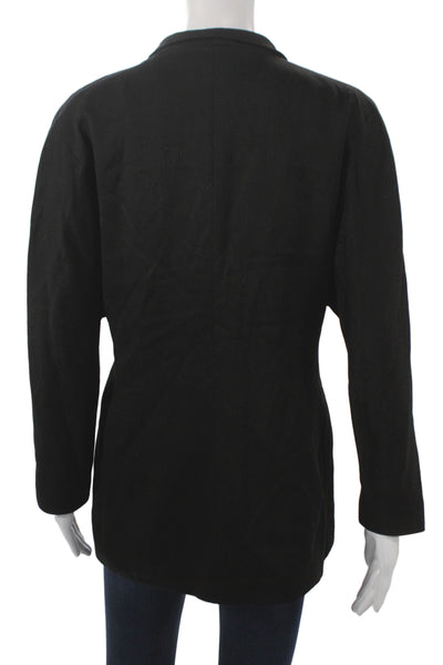 Mondi Womens Black Wool Blazer Button Closure Classic Long Sleeve Size 38
