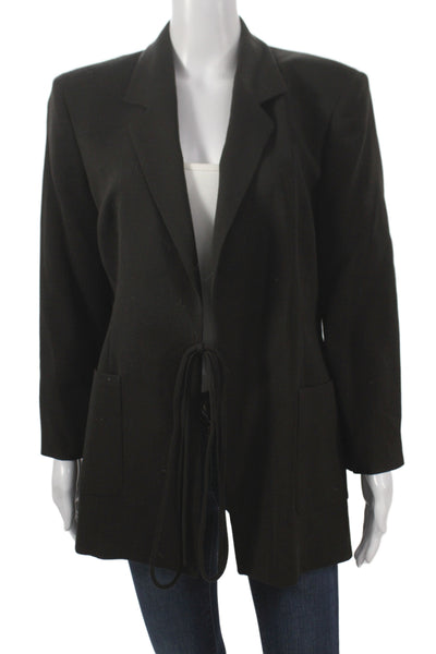 Gianfranco Ferre Womens Wool Black Blazer Drawstring Long Sleeve Size 10