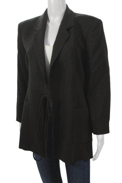 Gianfranco Ferre Womens Wool Black Blazer Drawstring Long Sleeve Size 10