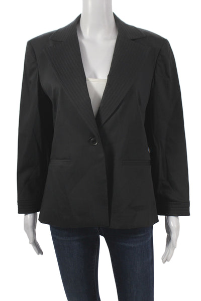 Patrick Gerard Women Black Collared Button Blazer Long Sleeve Size 44