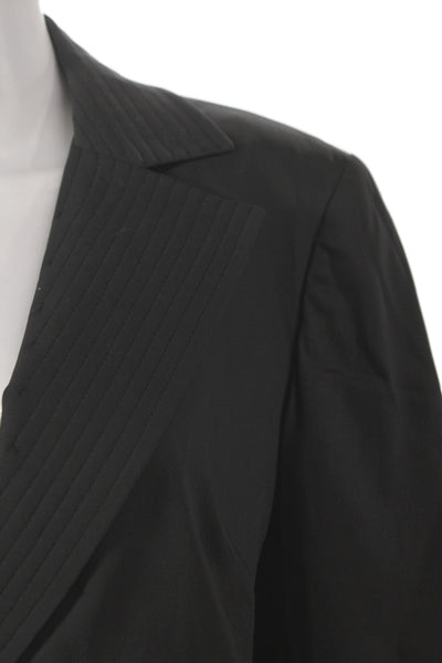 Patrick Gerard Women Black Collared Button Blazer Long Sleeve Size 44