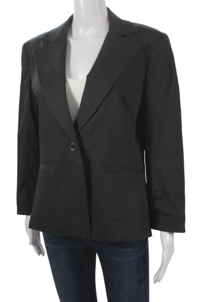 Patrick Gerard Women Black Collared Button Blazer Long Sleeve Size 44