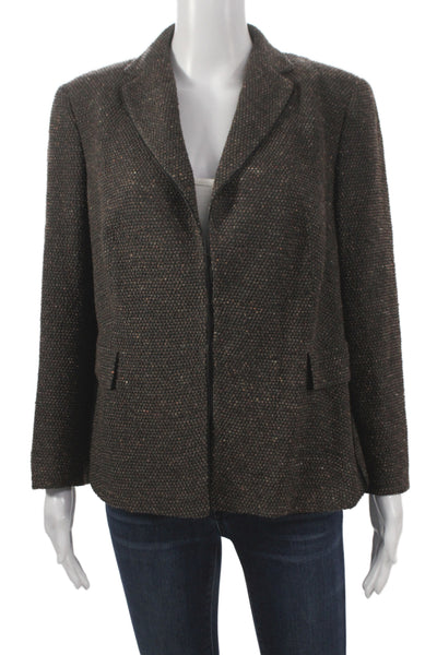 Akris Womens Brown Wool Silk Blend Blazer Collared Long Sleeve Size 14