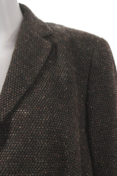 Akris Womens Brown Wool Silk Blend Blazer Collared Long Sleeve Size 14