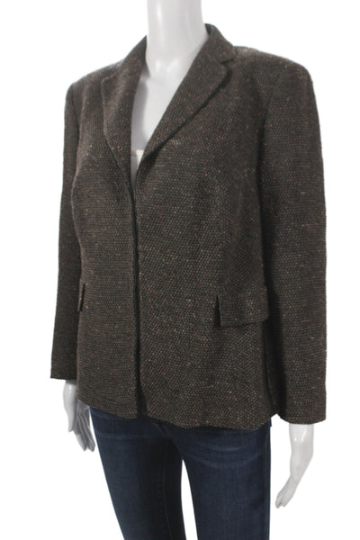 Akris Womens Brown Wool Silk Blend Blazer Collared Long Sleeve Size 14