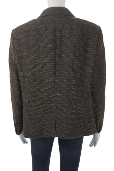 Akris Womens Brown Wool Silk Blend Blazer Collared Long Sleeve Size 14
