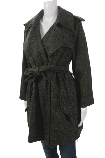 D&G Dolce & Gabbana Womens Dark Gray Wool Trench Coat Size 48