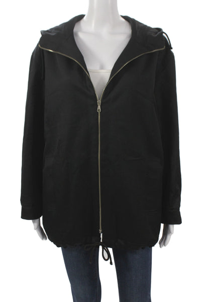 Patrizia Pepe Womens Designer Black Windbreaker Drawstring Long Sleeve Size 42
