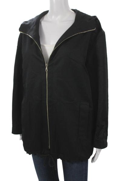 Patrizia Pepe Womens Designer Black Windbreaker Drawstring Long Sleeve Size 42