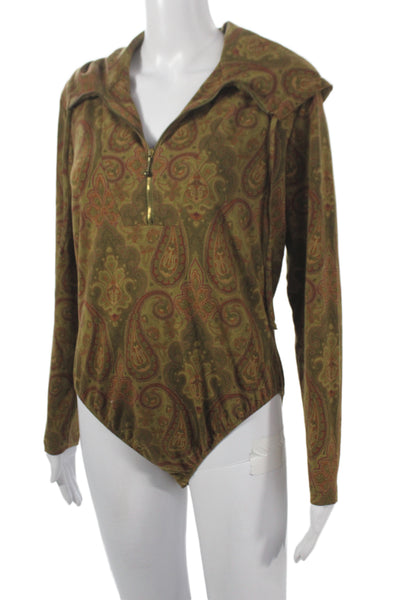 Escada Margaretha Ley Women Brown Brocade Bodysuit Size 42
