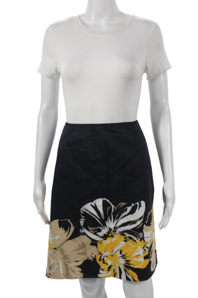 Tahari Women A-Line Black Floral Skirt Cotton Elastane Size 14