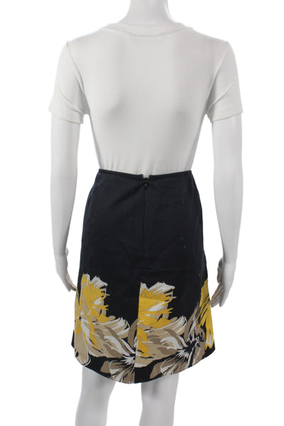 Tahari Women A-Line Black Floral Skirt Cotton Elastane Size 14